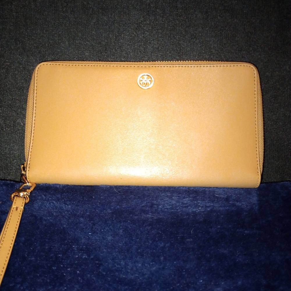 Tory Burch Continental Long Tan Leather Wallet